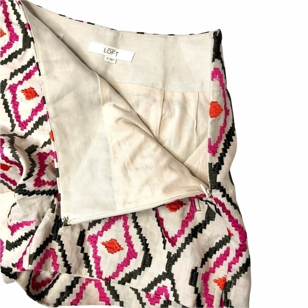 LOFT embroidered linen Riviera shorts lined 2
